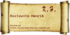 Kozlovits Henrik névjegykártya